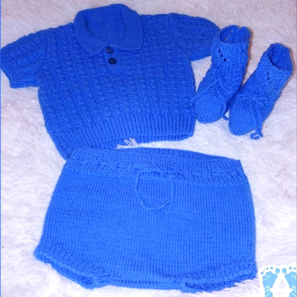 Handmade Vintage Style Baby Knitted Sweater Diaper Cover Booties